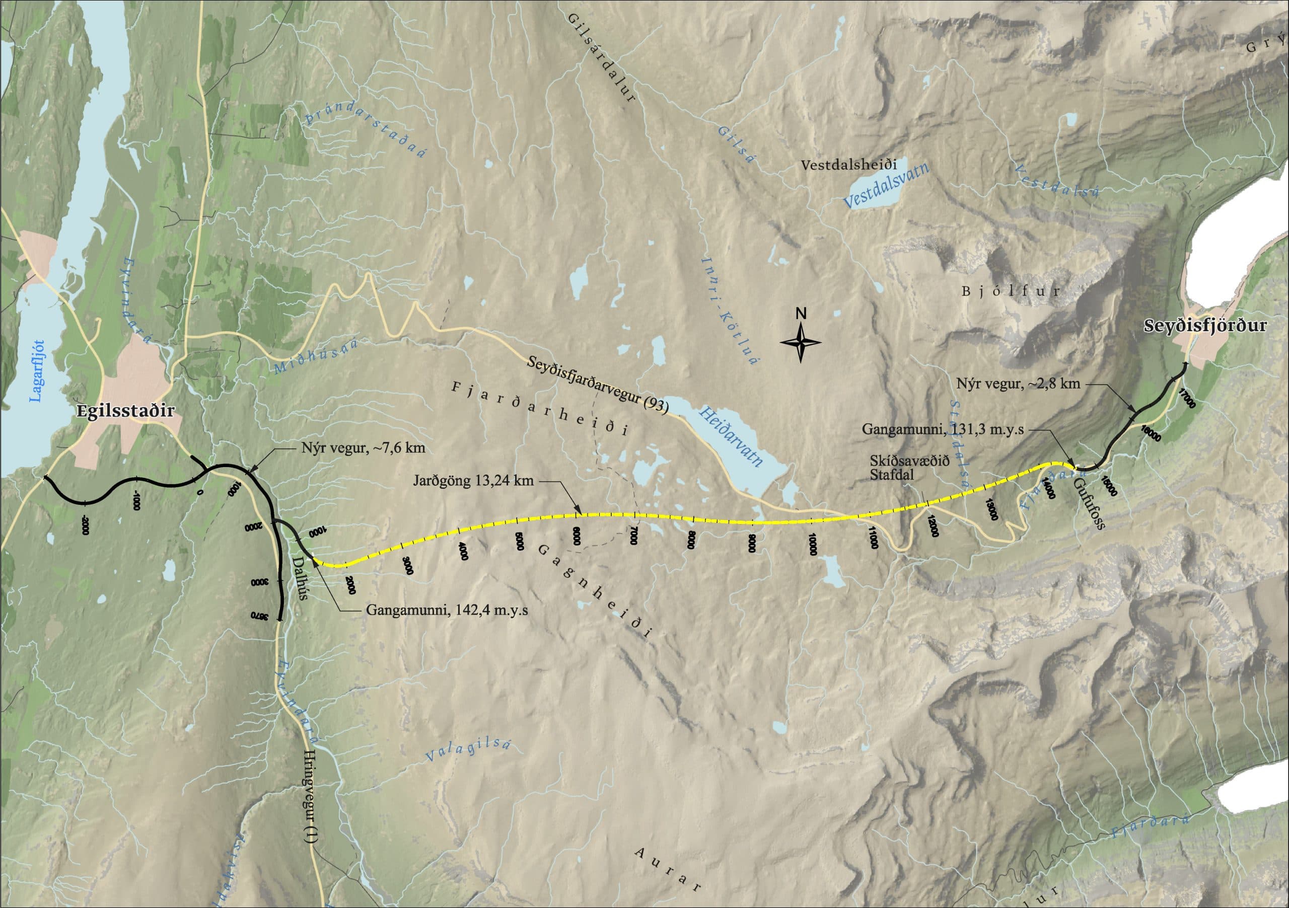 Fjarðarheiðargöng - yfirlitskort
