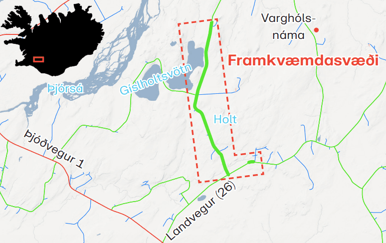 Framkvæmdarkaflinn er 7,5 km langur og nær frá Landvegi að Reiðholti.