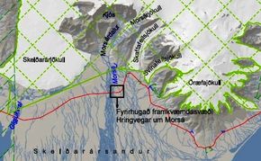 Framkævmdasvæði við Morsá á Skeiðarársandi, yfirlitsmynd