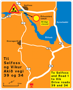 Ölfusárbrú closure in August