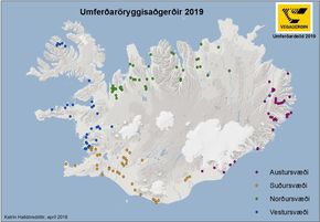 Kortið sýnir þau umferðaröryggisatriði sem farið verður í 2019.